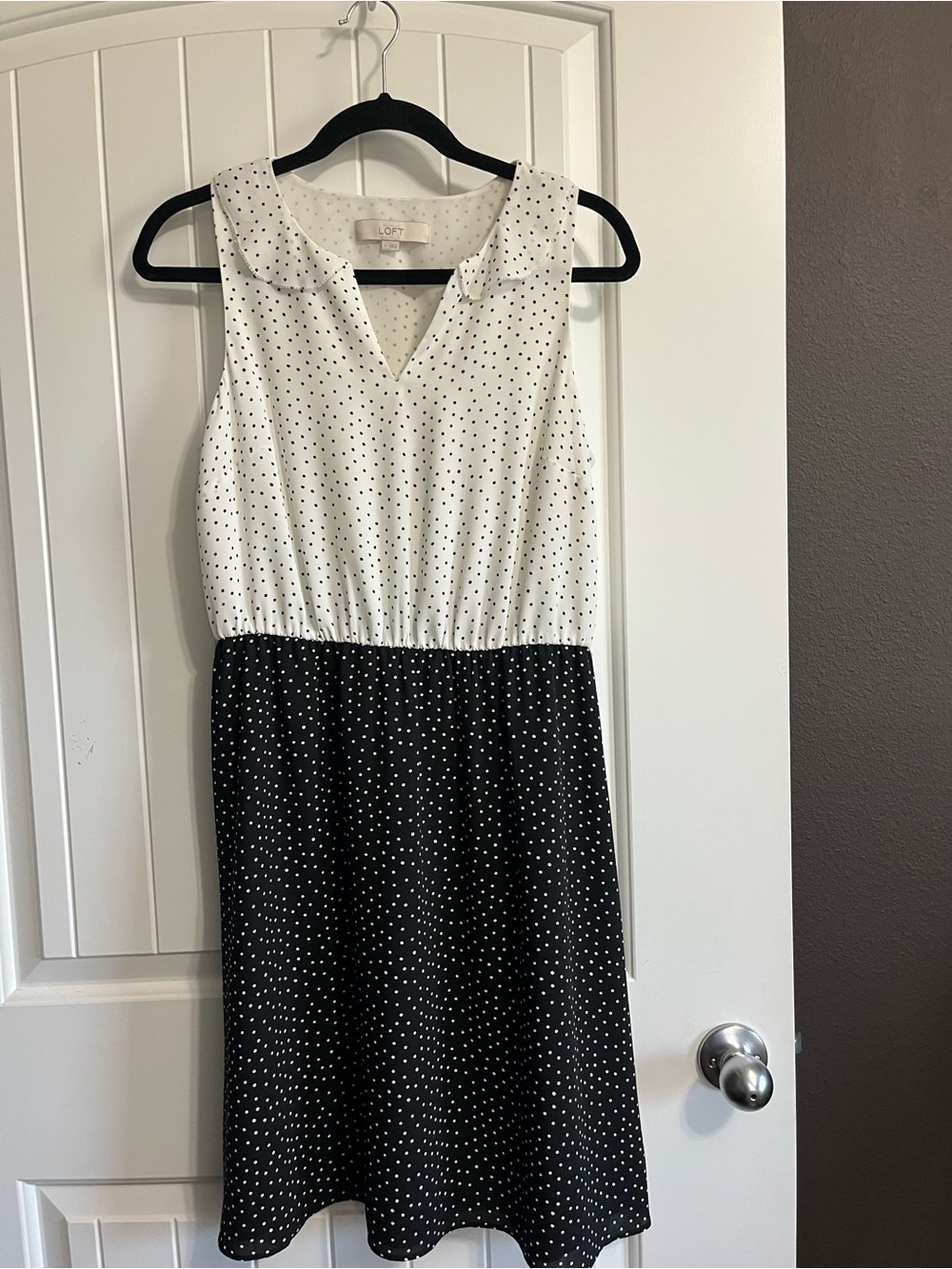 Ann Taylor Loft Dress Polka Dots Sz 4 Retro Classic Career Feminine Sleeveless